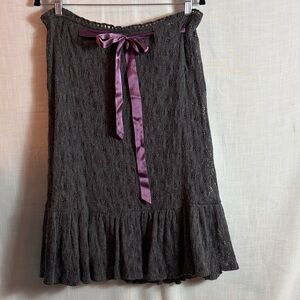 Free People Grey Knit Skirt with Purple Ribbon 💜